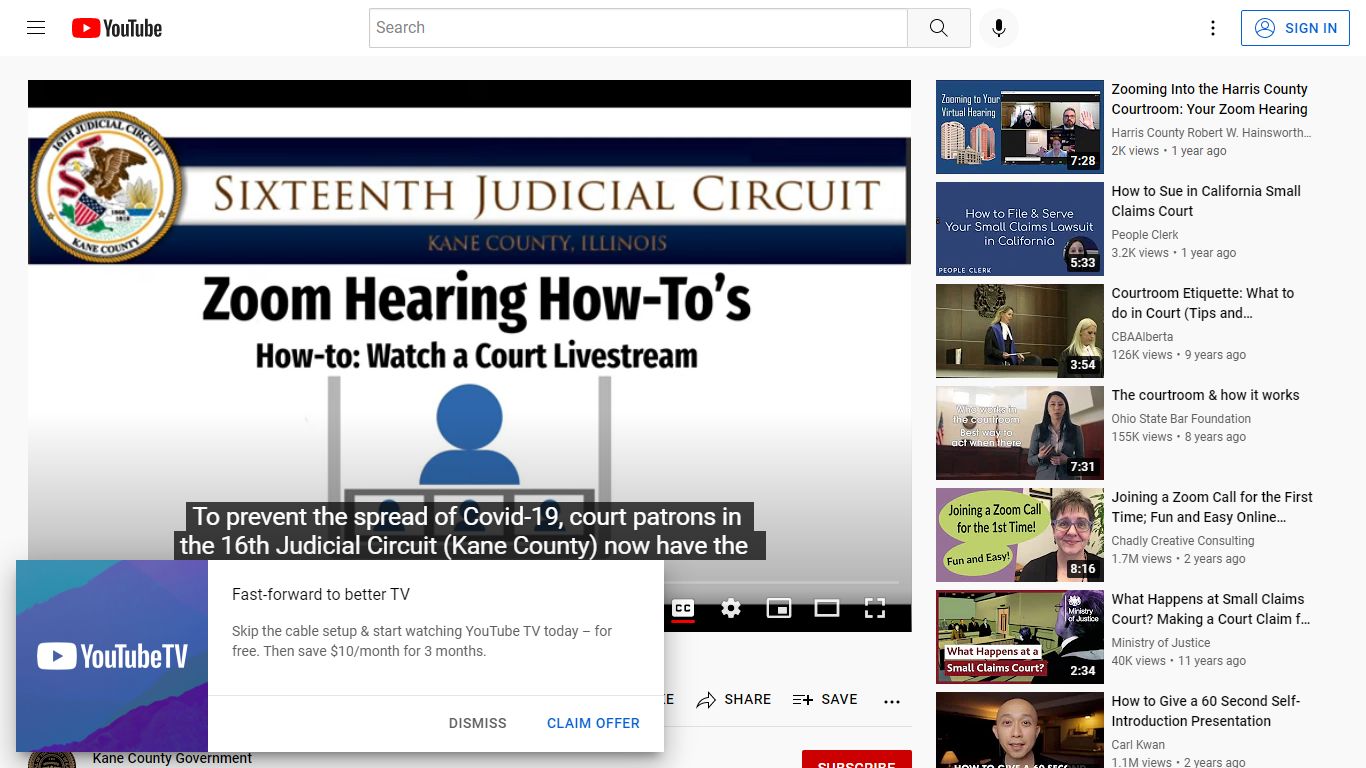 16th Circuit Courts Zoom Hearing How to's Watch a Court ... - YouTube